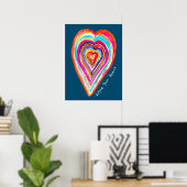 Niedlicher Regenbogenherz Liebe boho Poster (Heimbüro)