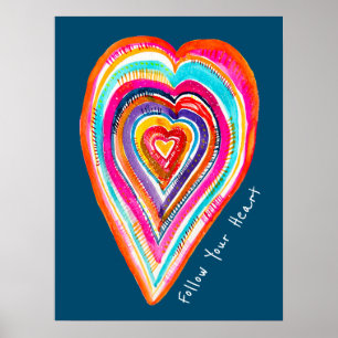 Niedlicher Regenbogenherz Liebe boho Poster