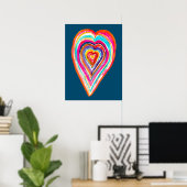 Niedlicher Regenbogenherz Liebe boho Poster (Heimbüro)