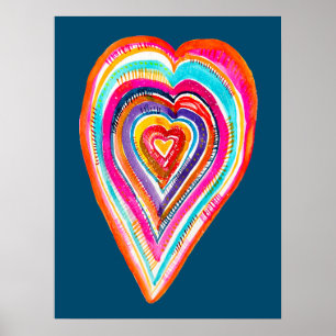 Niedlicher Regenbogenherz Liebe boho Poster