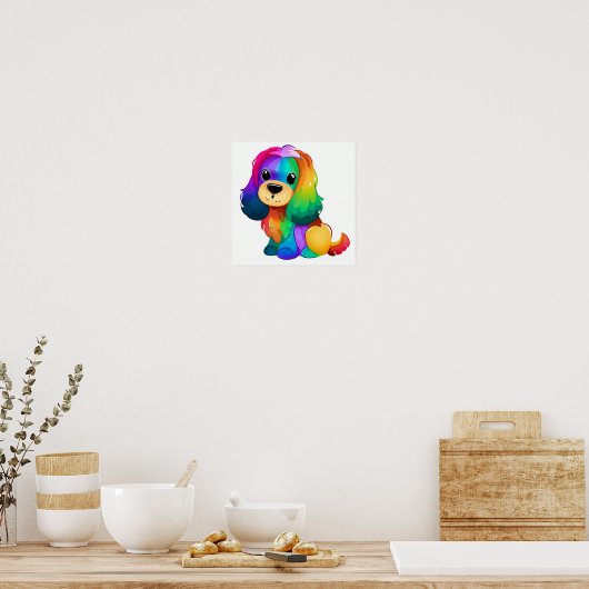Niedlicher Regenbogenhund Poster (Küche)