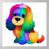 Niedlicher Regenbogenhund Poster (Vorne)