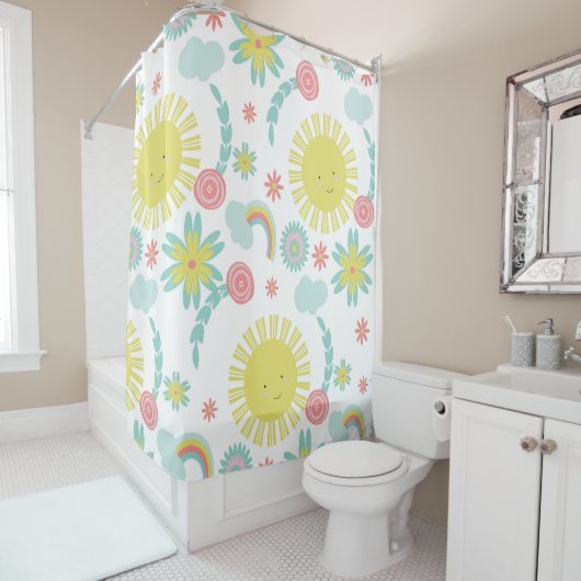 Niedlicher Regenbogensommer Duschvorhang (Beispiel)