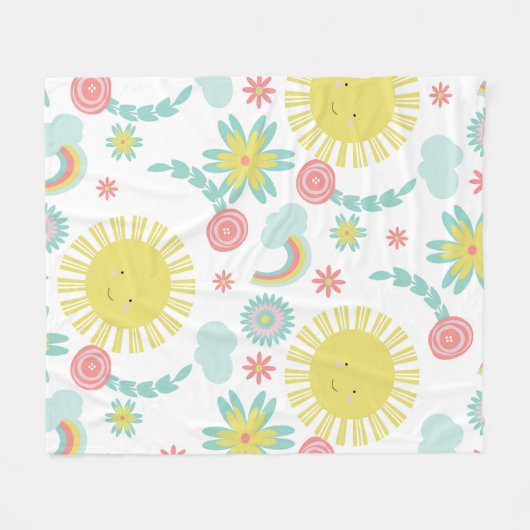 Niedlicher Regenbogensommer Fleecedecke (Vorderseite (Horizontal))