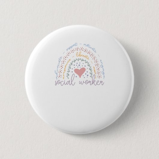 Niedlicher Regenbogensozialarbeiter Button (Vorderseite)