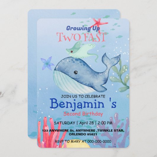 Niedlicher Regenbogenstechen Einladung (Vorne/Hinten)