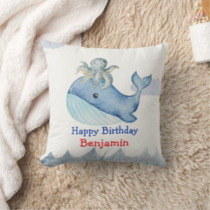 Niedlicher Regenbogentopf Whale Fische Geburtstags Kissen