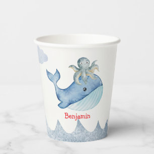 Niedlicher Regenbogentopf Whale Fische Geburtstags Pappbecher