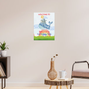 Niedlicher Regenbogentopf Whale Fische Geburtstags Poster