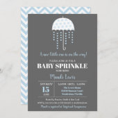 Niedlicher Regenschirm Blue Baby Sprinkle oder Bab Einladung (Vorne/Hinten)