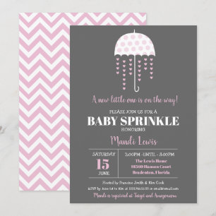 Niedlicher Regenschirm Pink Baby Sprinkle oder Bab Einladung