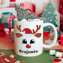 Niedlicher Reindeer Boy Weihnachtsname Personalisi Kaffeetasse