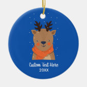Niedlicher Reindeer Weihnachtsbaum - Benutzerdefin Keramik Ornament (Vorne)