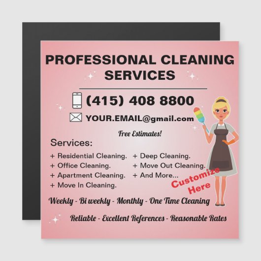 Niedlicher Reinigungsservice für Haushaltshäuser J Magnetkarte (Vorne/Hinten)