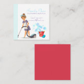 Niedlicher Reinigungsservice mit Rot und Blau Stre Quadratische Visitenkarte (Vorne/Hinten)