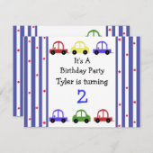 Niedlicher Rennwagen Einladung zum Geburtstag (Vorne/Hinten)