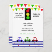 Niedlicher Rennwagen Einladung zum Geburtstag (Vorne/Hinten)