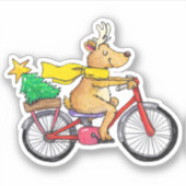 Niedlicher Rentier auf einem Fahrrad Aufkleber (Vorderseite)