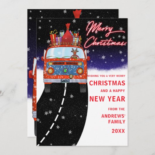 Niedlicher Rentier Autofahrer Cartoon Weihnachten (Vorne/Hinten)