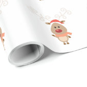 Niedlicher Rentier-Cartoon Geschenkpapier (Rolleneckpunkt)