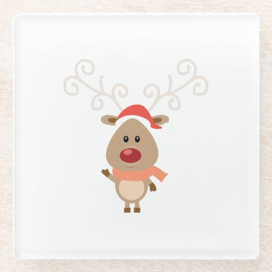 Niedlicher Rentier-Cartoon Glasuntersetzer (Vorderseite)