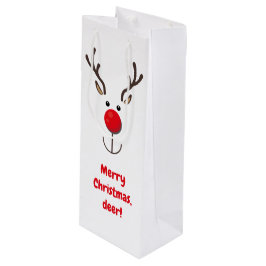 Niedlicher Rentier "Frohe Weihnachten, Hirsche" We Geschenktüte Für Weinflaschen