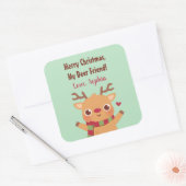 Niedlicher Rentier, frohe Weihnachten, mein Hirsch Quadratischer Aufkleber (Umschlag)