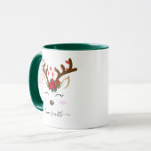 Niedlicher Rentier Frohe Weihnachtsgeschenk Grüner Tasse (Vorderseite Links)