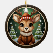 Niedlicher Rentier, Hirsch, Antler, Dos, Weihnacht Keramik Ornament (Hinten)