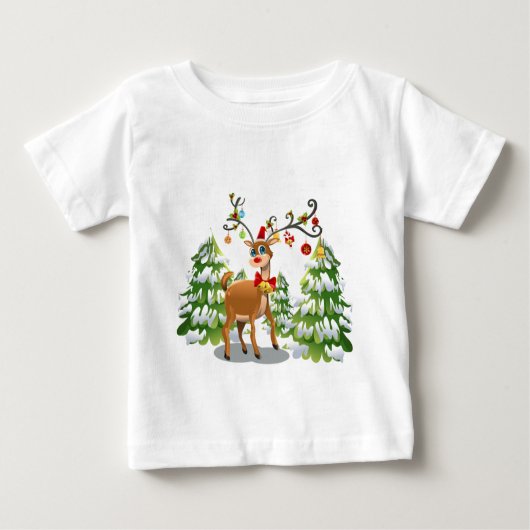 Niedlicher Rentier im Schnee Baby T-shirt (Vorderseite)