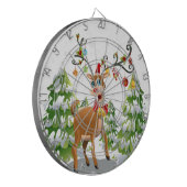 Niedlicher Rentier im Schnee Dartscheibe (Vorderseite Links)