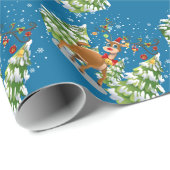 Niedlicher Rentier im Schnee Geschenkpapier (Rolleneckpunkt)