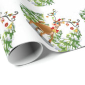 Niedlicher Rentier im Schnee Geschenkpapier (Rolleneckpunkt)