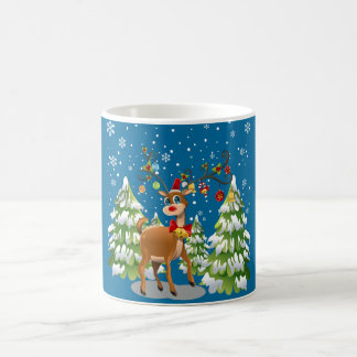 Niedlicher Rentier im Schnee Kaffeetasse