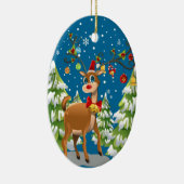 Niedlicher Rentier im Schnee Keramikornament (Rechts)