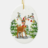 Niedlicher Rentier im Schnee Keramikornament (Hinten)