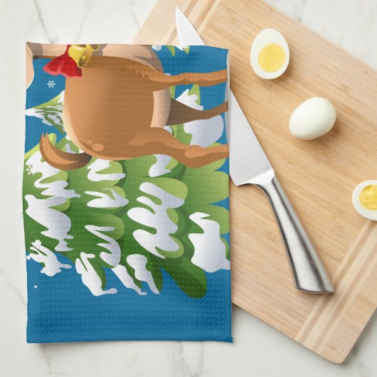 Niedlicher Rentier im Schnee Küchentuch (Viertel Falte)