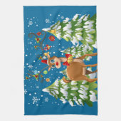 Niedlicher Rentier im Schnee Küchentuch (Vertikal)