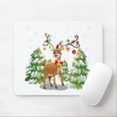 Niedlicher Rentier im Schnee Mousepad (Mit Mouse)