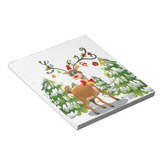 Niedlicher Rentier im Schnee Notizblock (angewinkelt)