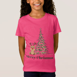 Niedlicher Rentier im Schnee Weihnachten T-Shirt