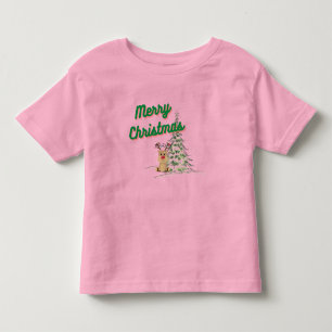Niedlicher Rentier im Schnee Weihnachtskind Kleinkind T-shirt
