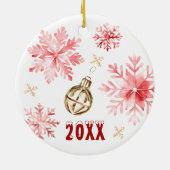 Niedlicher Rentier Personalisierter Baum Keramik Ornament (Hinten)