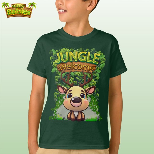 Niedlicher Rentier Wildtiere 🦌 T-Shirt (Cute Reindeer T-Shirt, Jungle Welcome, Wildlife Deer Cartoon Shirt, Fun Doe Animal Character Tee 🦌 )