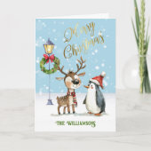 Niedlicher Rentierbaum Wasserfarbe Karte (Vorderseite)