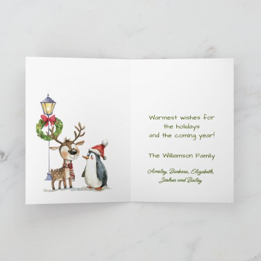 Niedlicher Rentierbaum Wasserfarbe Karte (Innenseite)