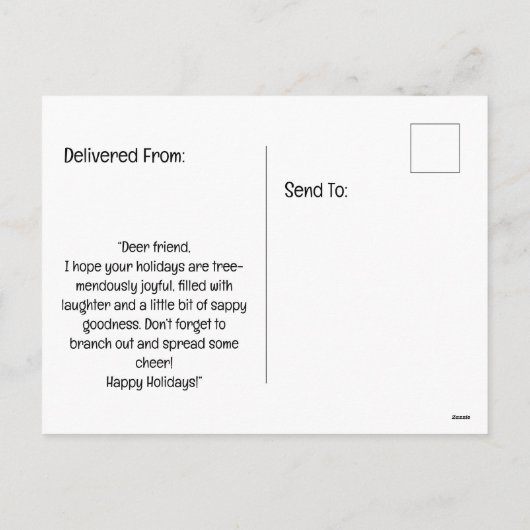 niedlicher Rentierhintergrund Feiertagspostkarte (Rückseite)