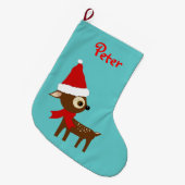 Niedlicher Rentiername Personalisierter Strumpf Großer Weihnachtsstrumpf (Vorderansicht (hängend))