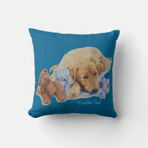 Niedlicher Retriever Welpe mit Teddy Bären Art Kissen