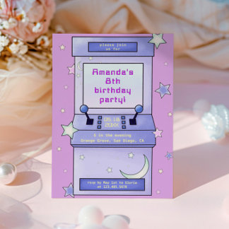 Niedlicher Retro Arcade Game Kindergeburtstag Einl Einladung